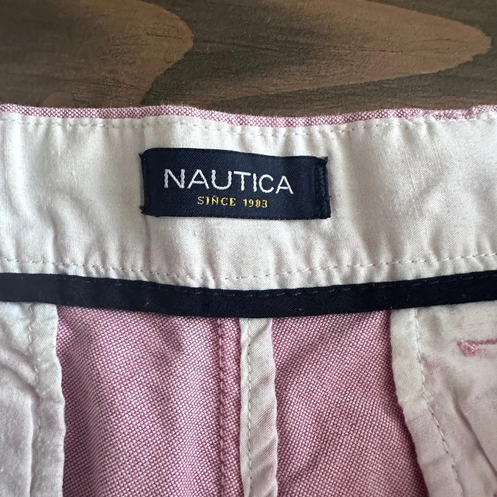 Nautica Mens 36 Pink Flat Front Shorts Cotton 8 Inch Inseam